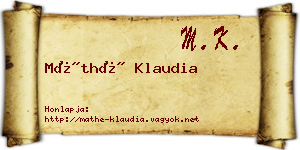 Máthé Klaudia névjegykártya